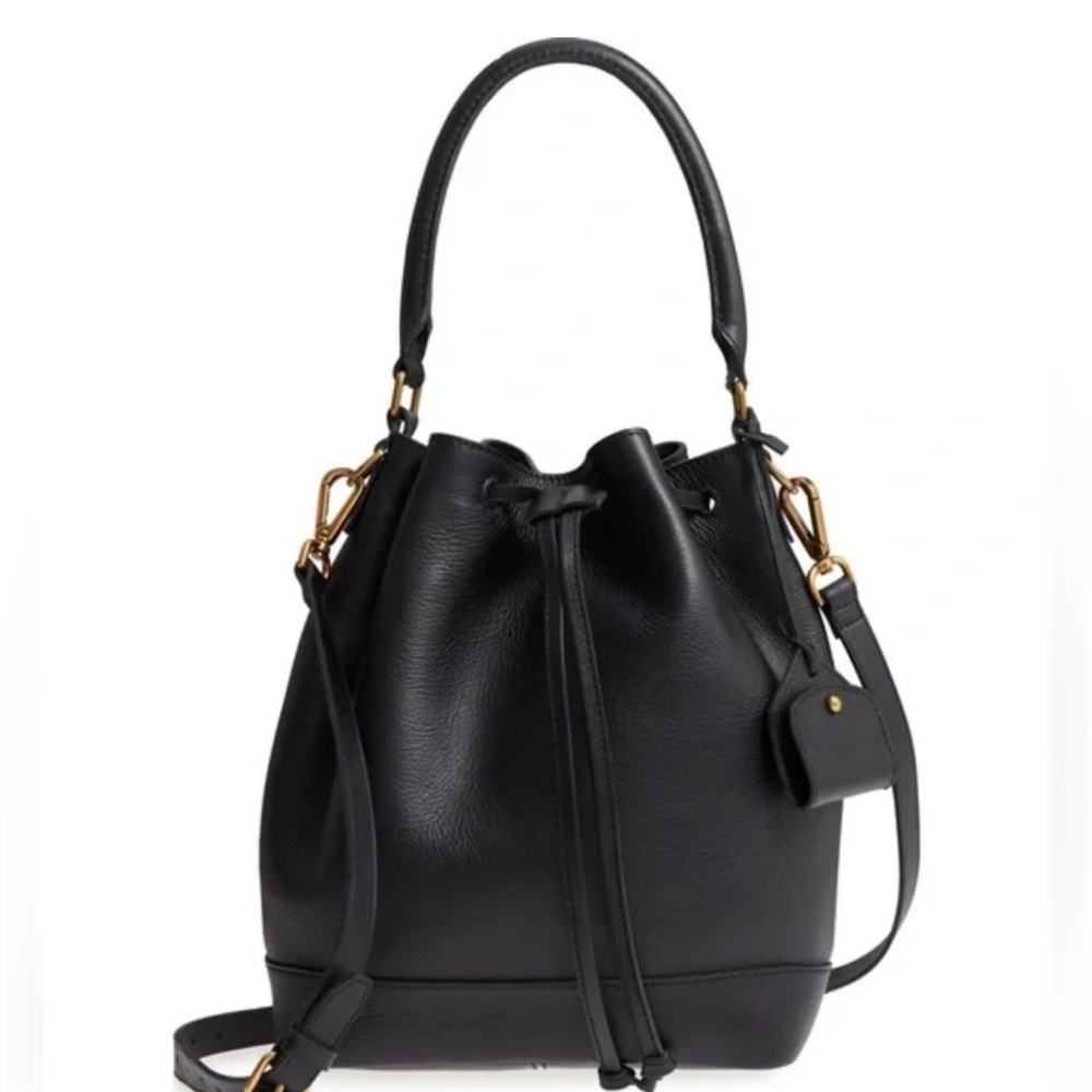 Madewell Black Leather Bucket Bag